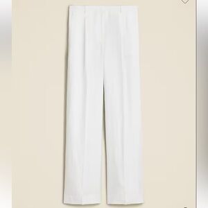 J. Crew Wide Leg Essential Pant in White Linen